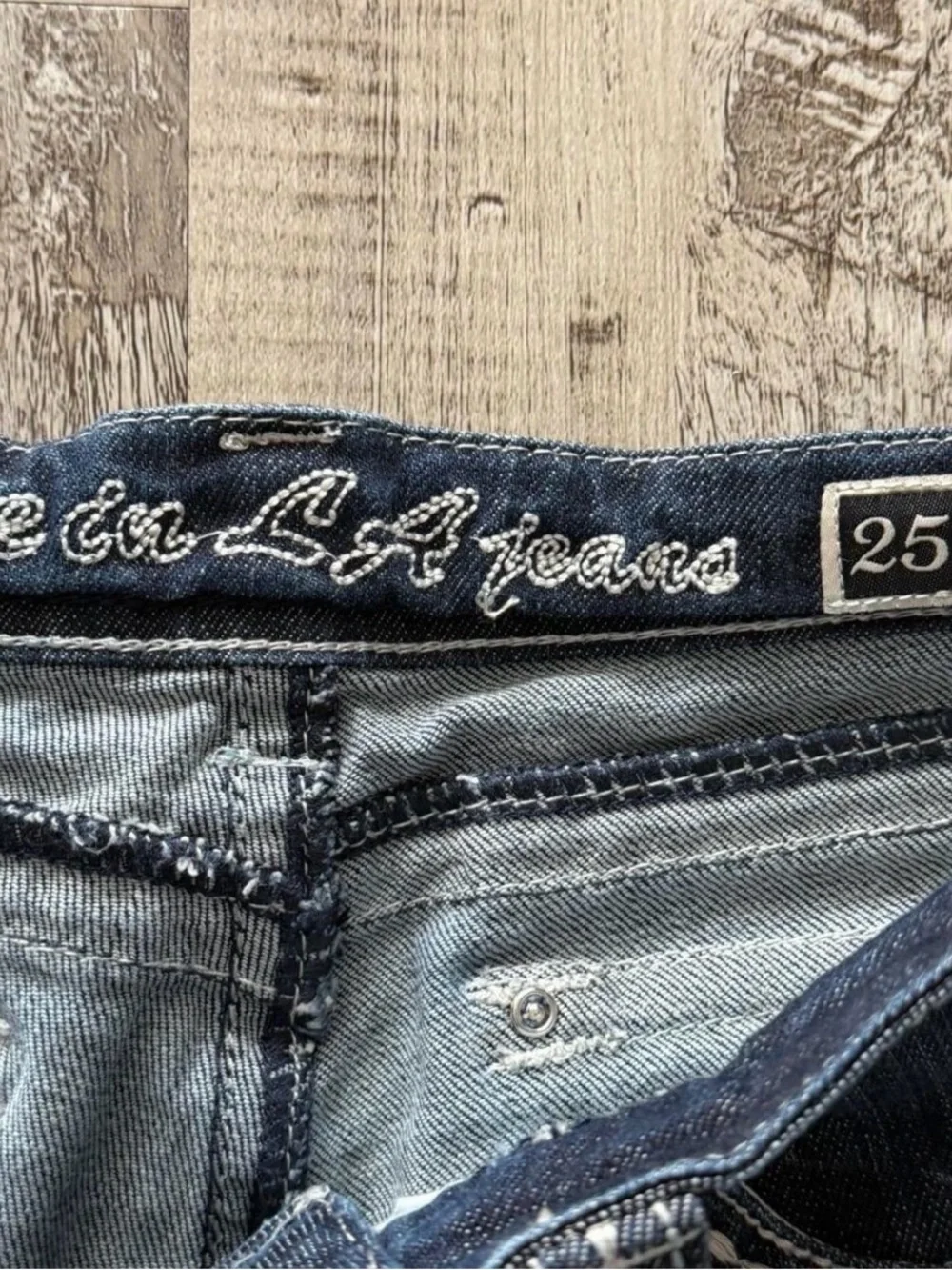 Grace Dark Indigo Cropped Jeans with Silver Embellished Pockets